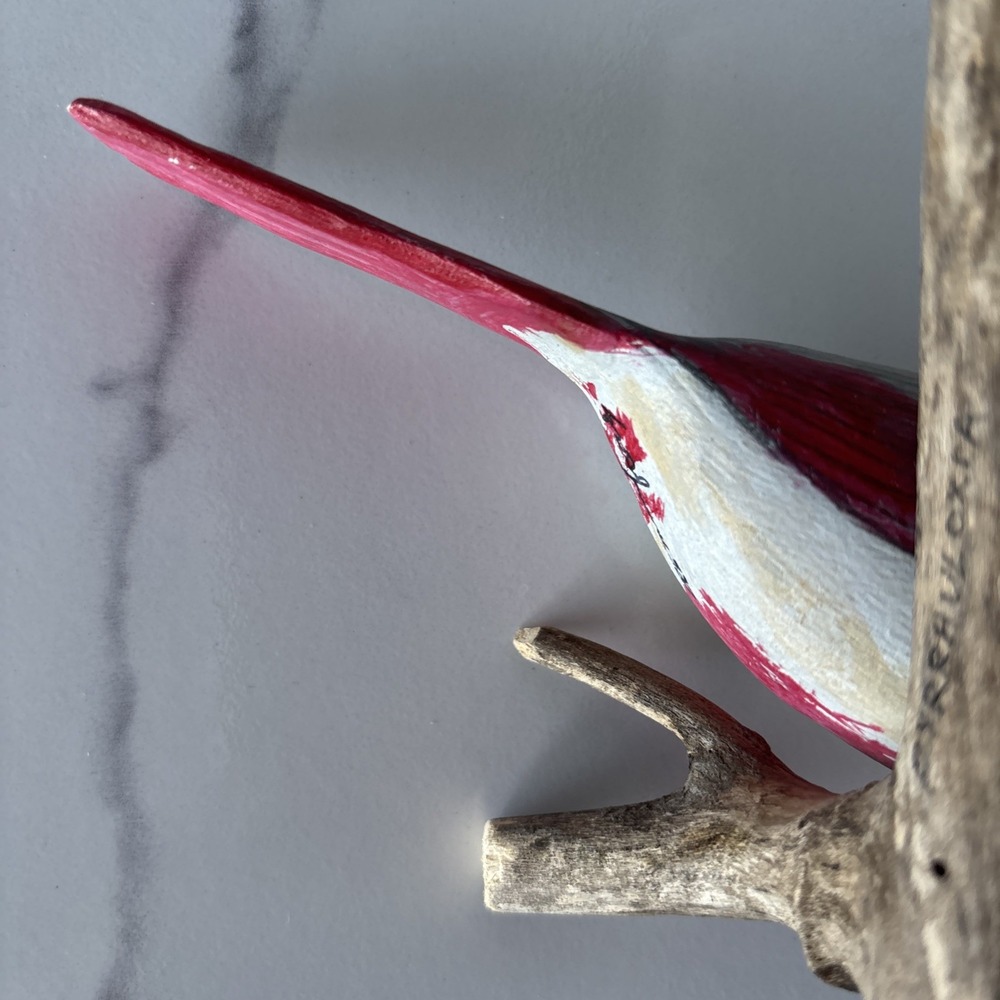 Vintage Hand Carved Wood Desert Cardinal Bird Signed RE Mumford ~ Purdue - Picture 4 of 16